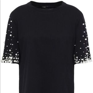 Maje pearl and crystal embellished T-shirt
